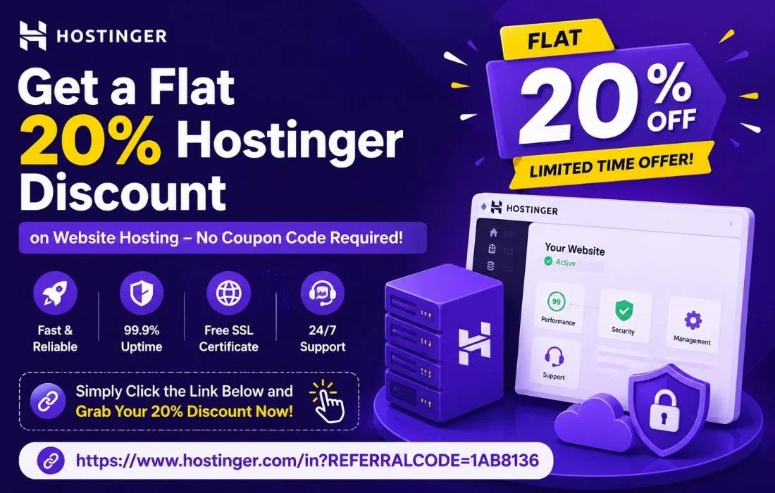Get a Flat 20% Discount on Hostinger on Website Hosting – No Coupon Code Required!